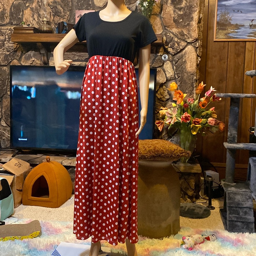 4/$10 Polka Dot Colorblock Disneybound Maxi Dress